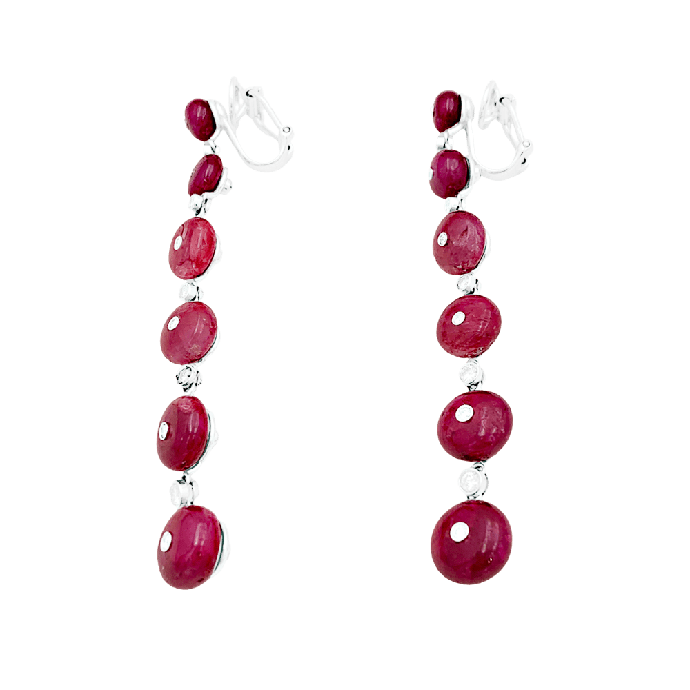 Boucles d'oreilles Repossi, or blanc, rubis et diamants. 3