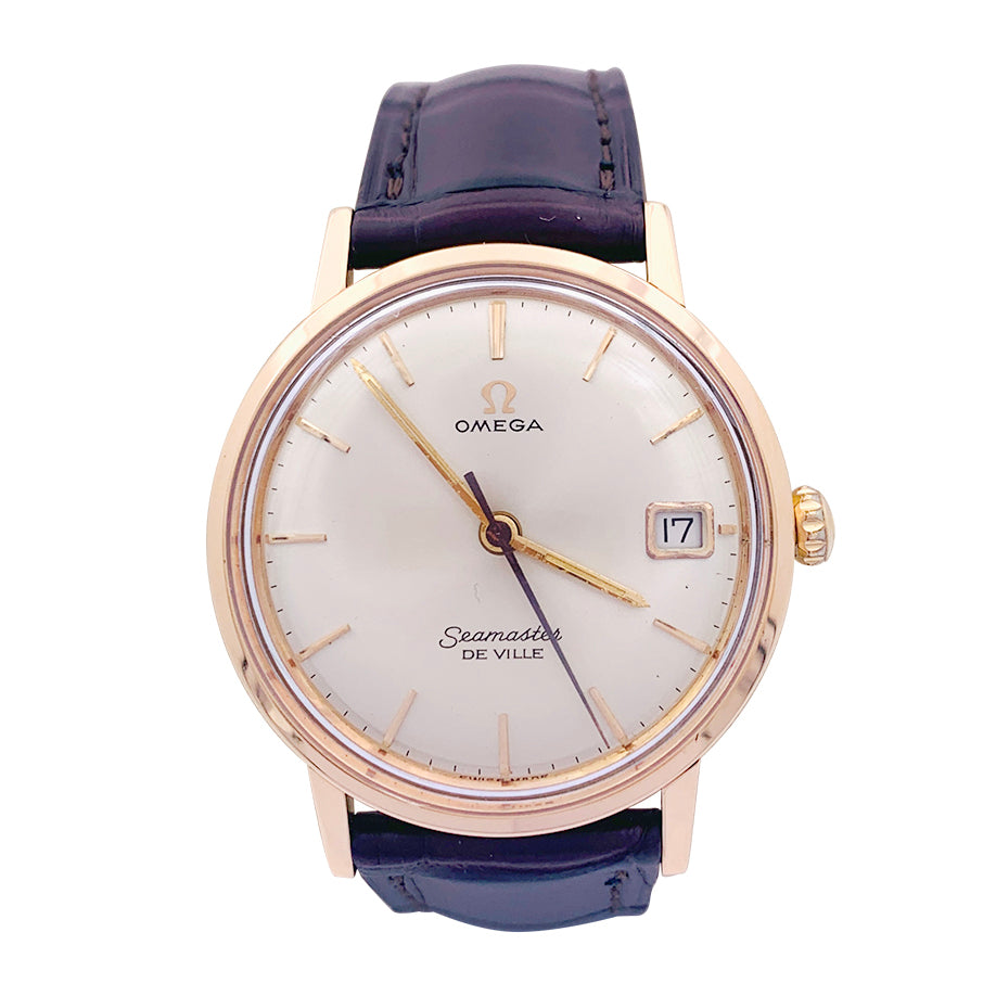 Montre Omega, "Seamaster De Ville", or rose, cuir. 2