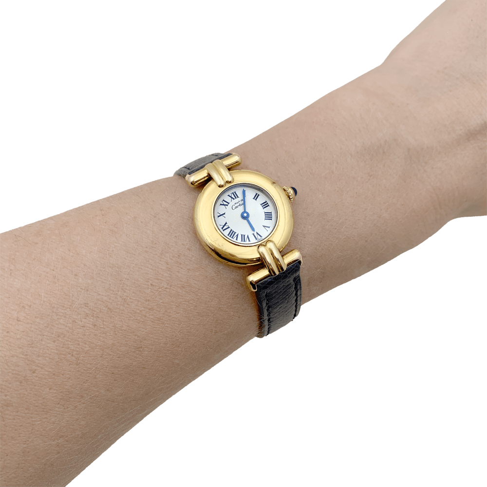 Montre Cartier, "Colisée Must", argent plaqué or, cuir. 6