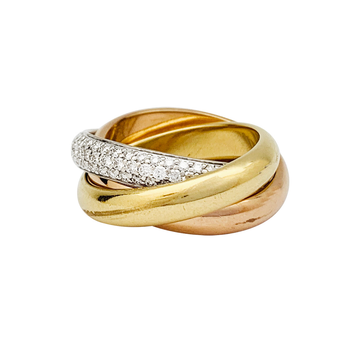 Bague Cartier, "Trinity" classique, 3 ors, diamants. 1
