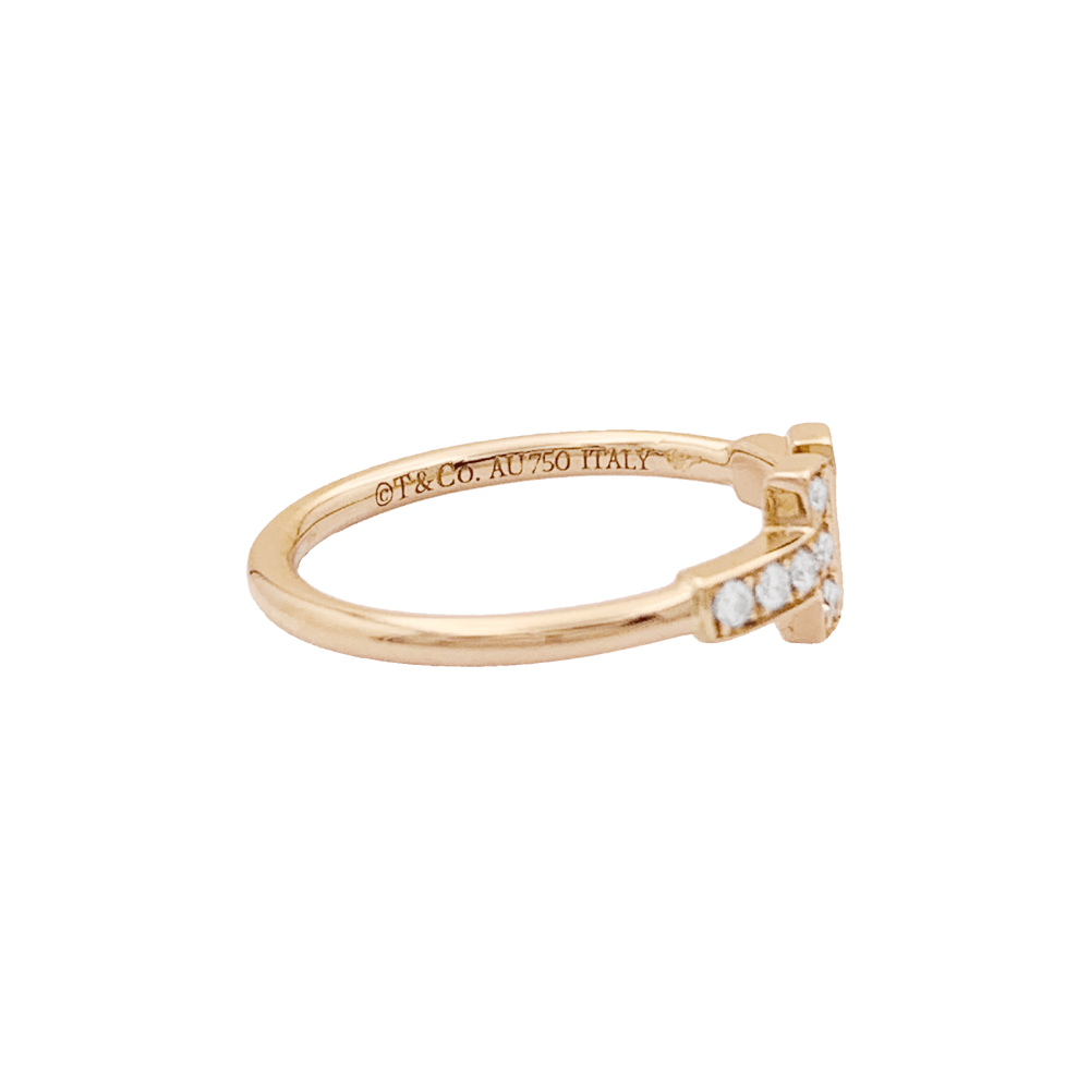 Bague Tiffany & Co, "Wire" collection "Tiffany T" or rose et diamants. 3