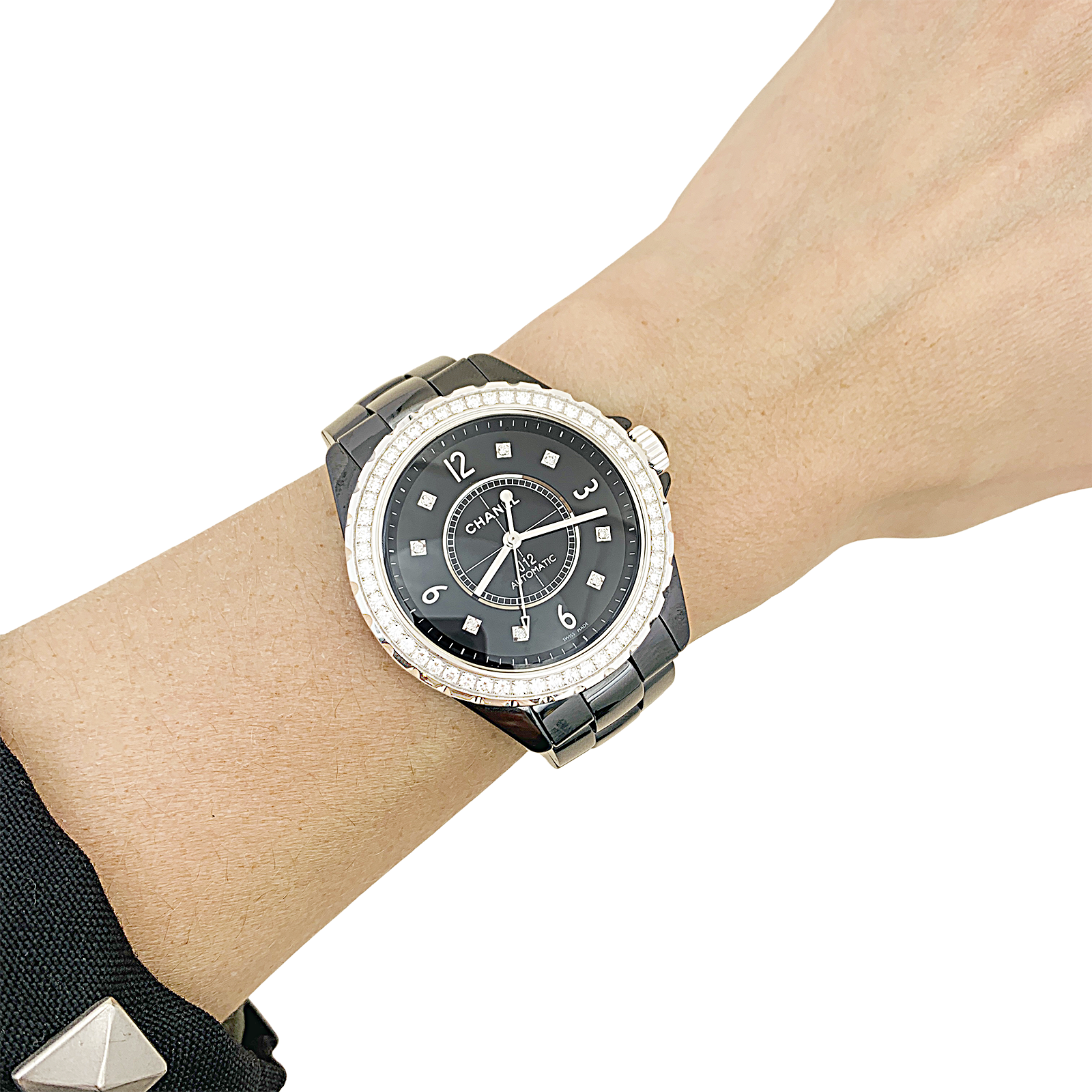Montre Chanel, "J12", céramique noire, diamants. 5