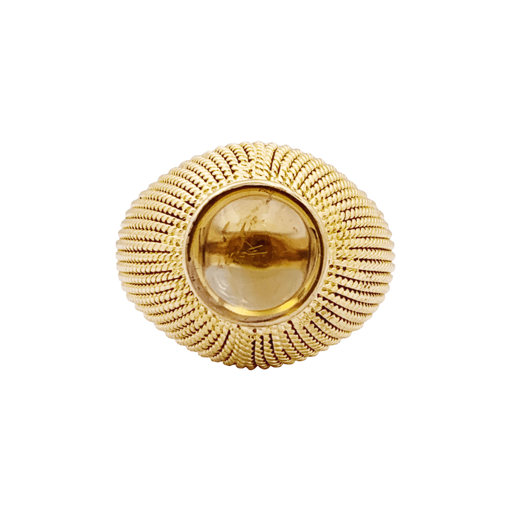 Bague vintage, or jaune, cabochon de citrine. 1
