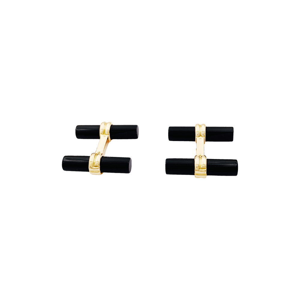 Boutons de manchette Boucheron en or jaune et onyx . 3