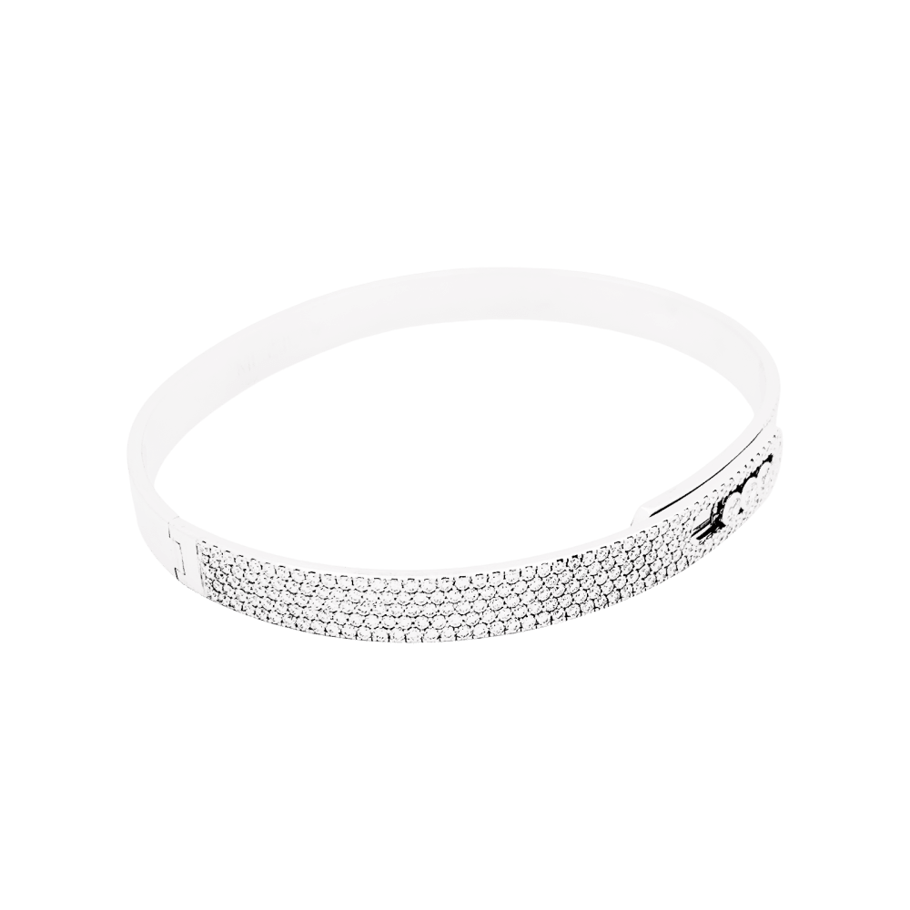 Bracelet Messika, "Bangle Pavé Move Noa", or blanc et diamants. 2