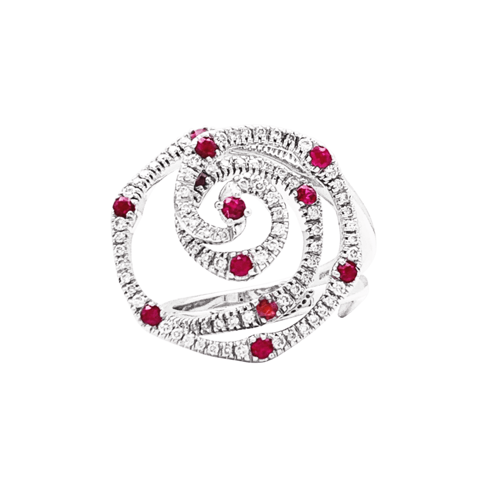 Bague Giovanni Ferraris, or blanc, diamants et rubis. 1