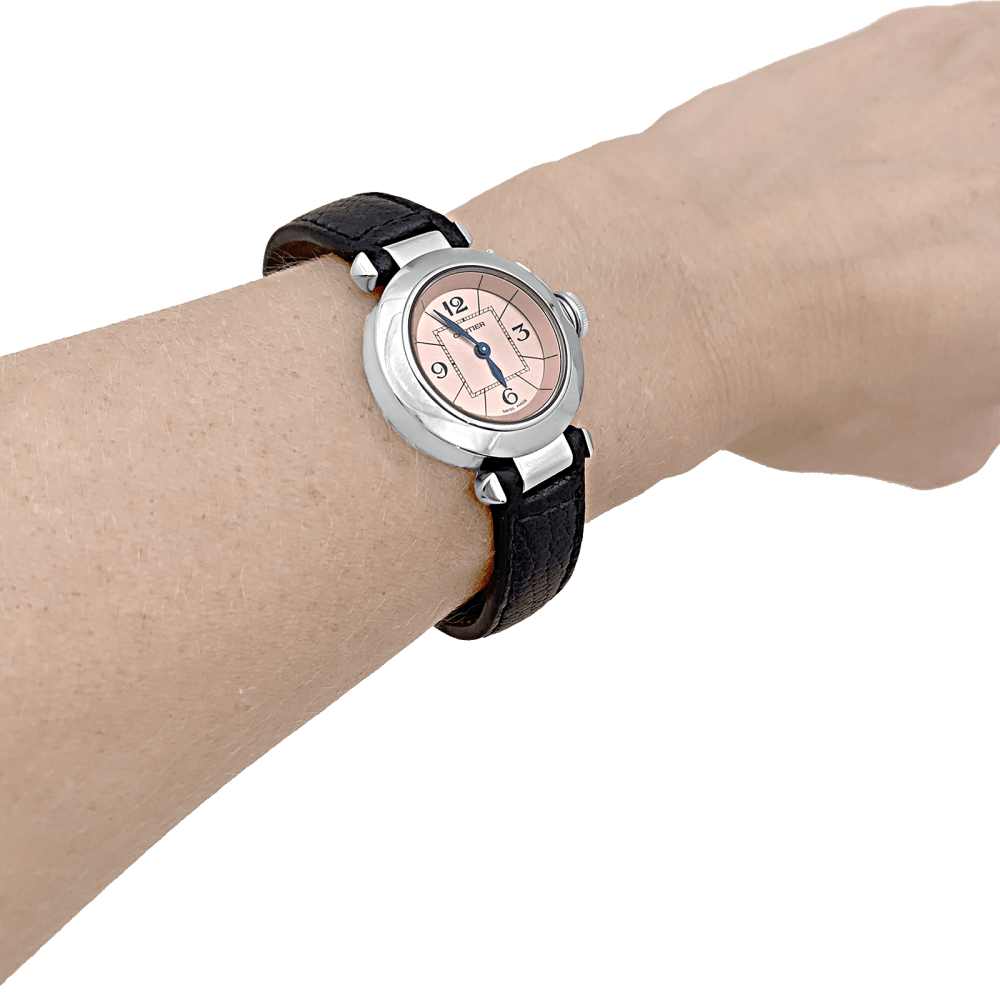Montre Cartier "Miss Pasha", acier, cuir. 6