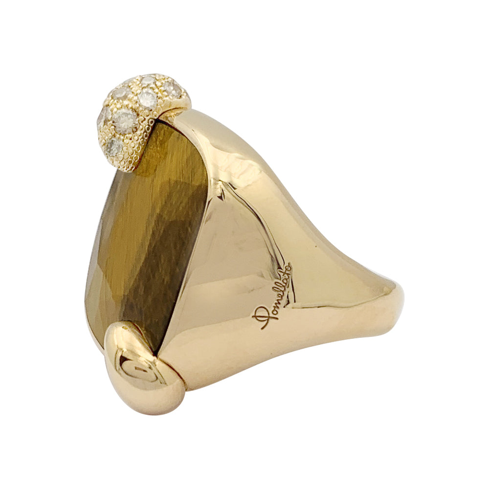 Bague Pomellato "Ritratto" or rose, diamants, oeil de tigre. 2