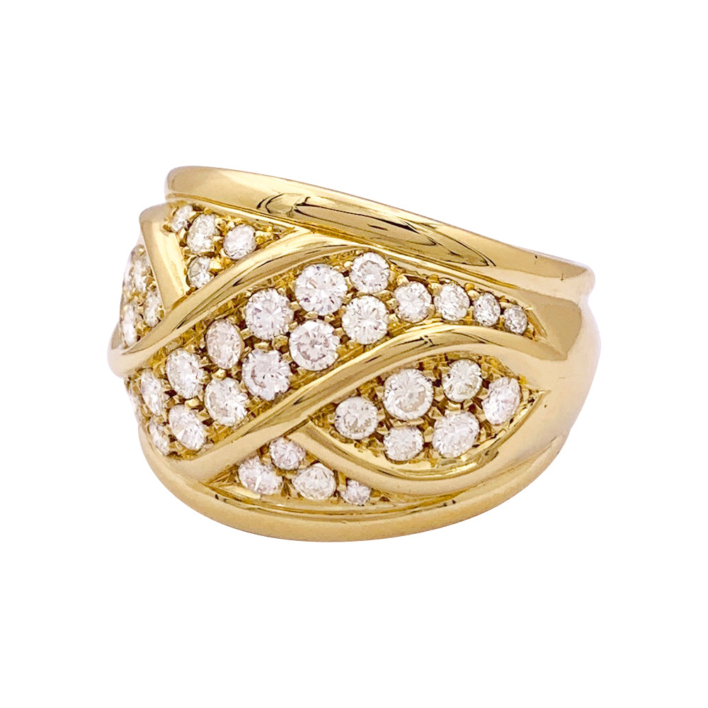 Bague pavage or jaune, diamants. 4