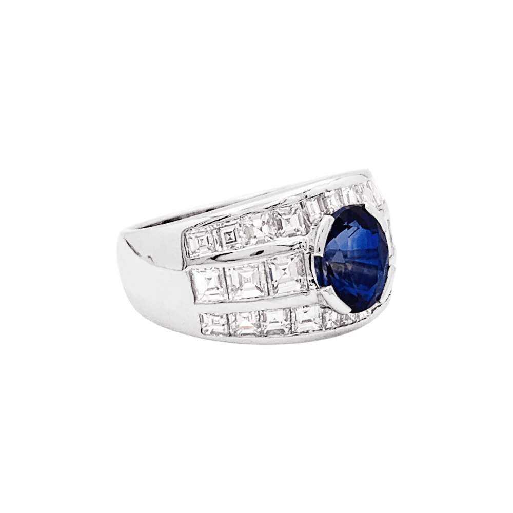 Bague or blanc, saphir et diamants. 3