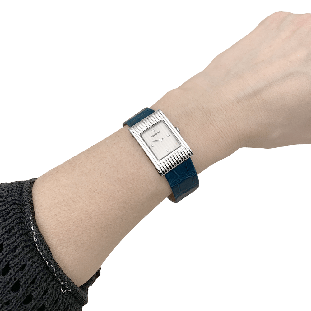 Montre Boucheron, "Reflet", acier sur cuir. 8