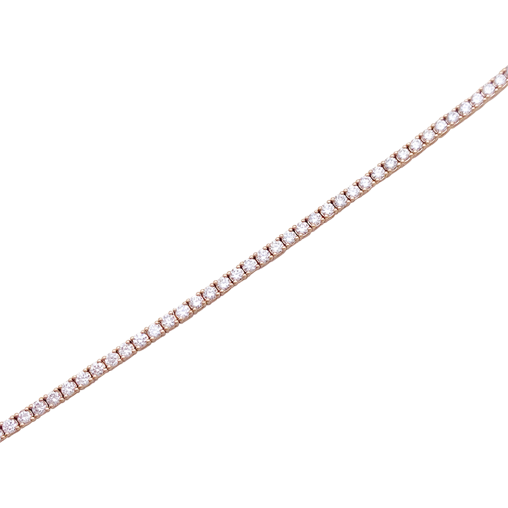 Bracelet ligne tennis or rose, diamants. 2