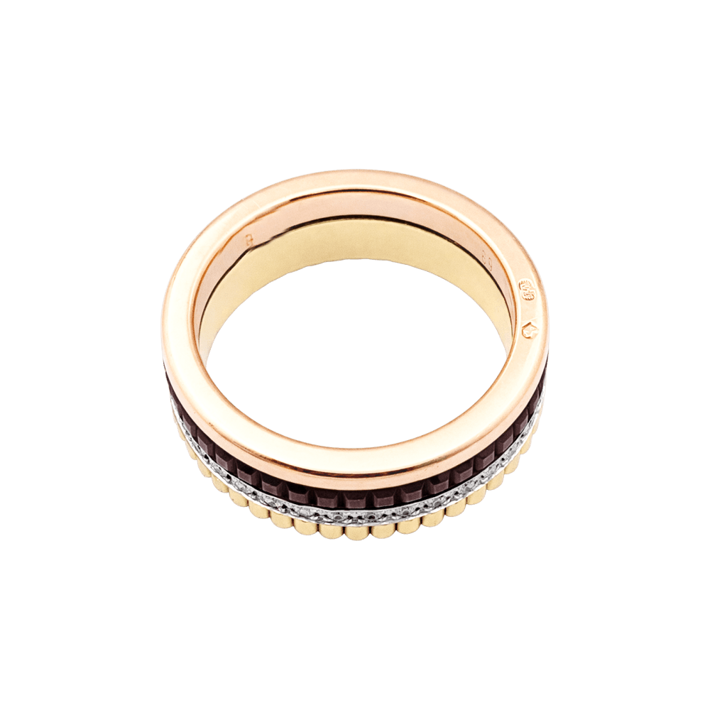 Bague Boucheron,"Quatre Classique Small", trois tons d'or, PVD marron et diamants. 5
