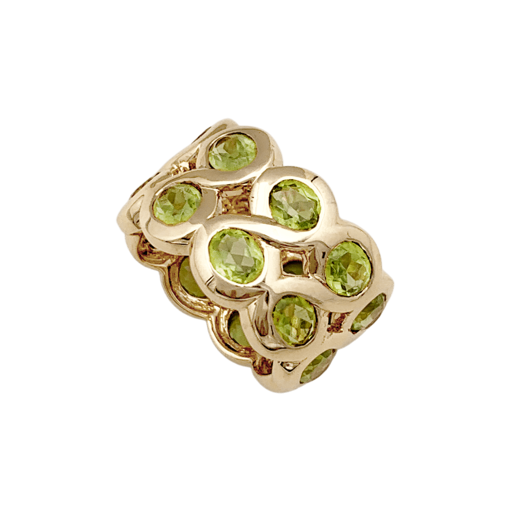Bague bandeau or jaune et péridots. 2