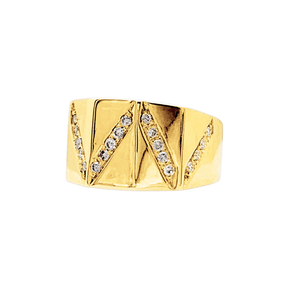 Bague or jaune et lignes de diamants. 2
