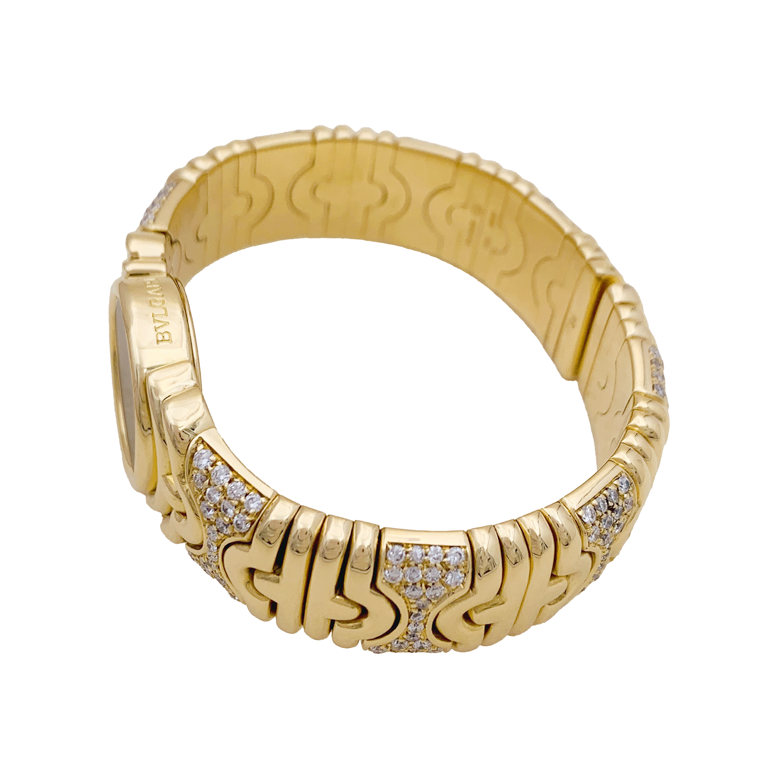 Montre Bulgari,"Parentesi", en or jaune, diamants. 4