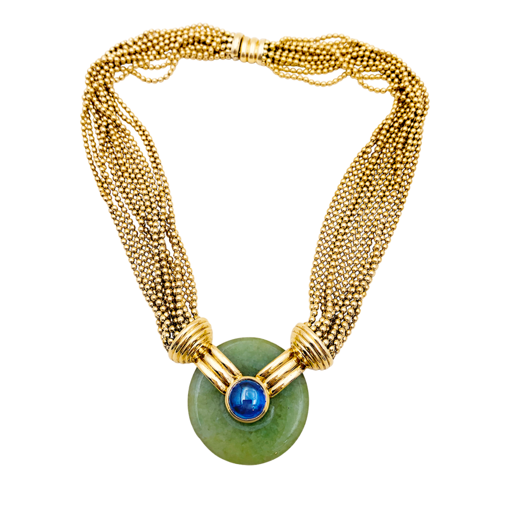 Collier Verney, or jaune, jade et saphir. 5