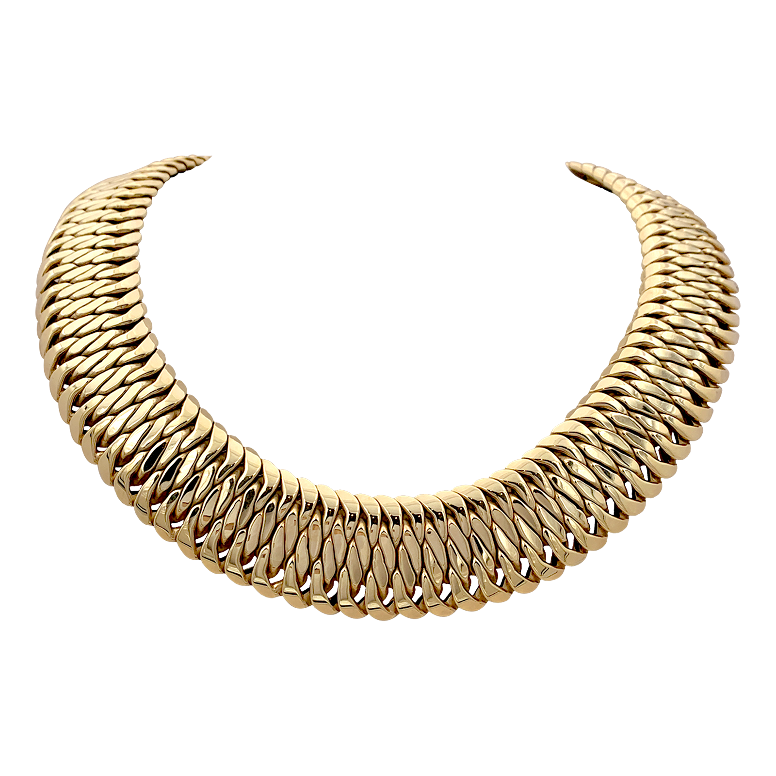 Collier en or jaune, maille américaine. 1