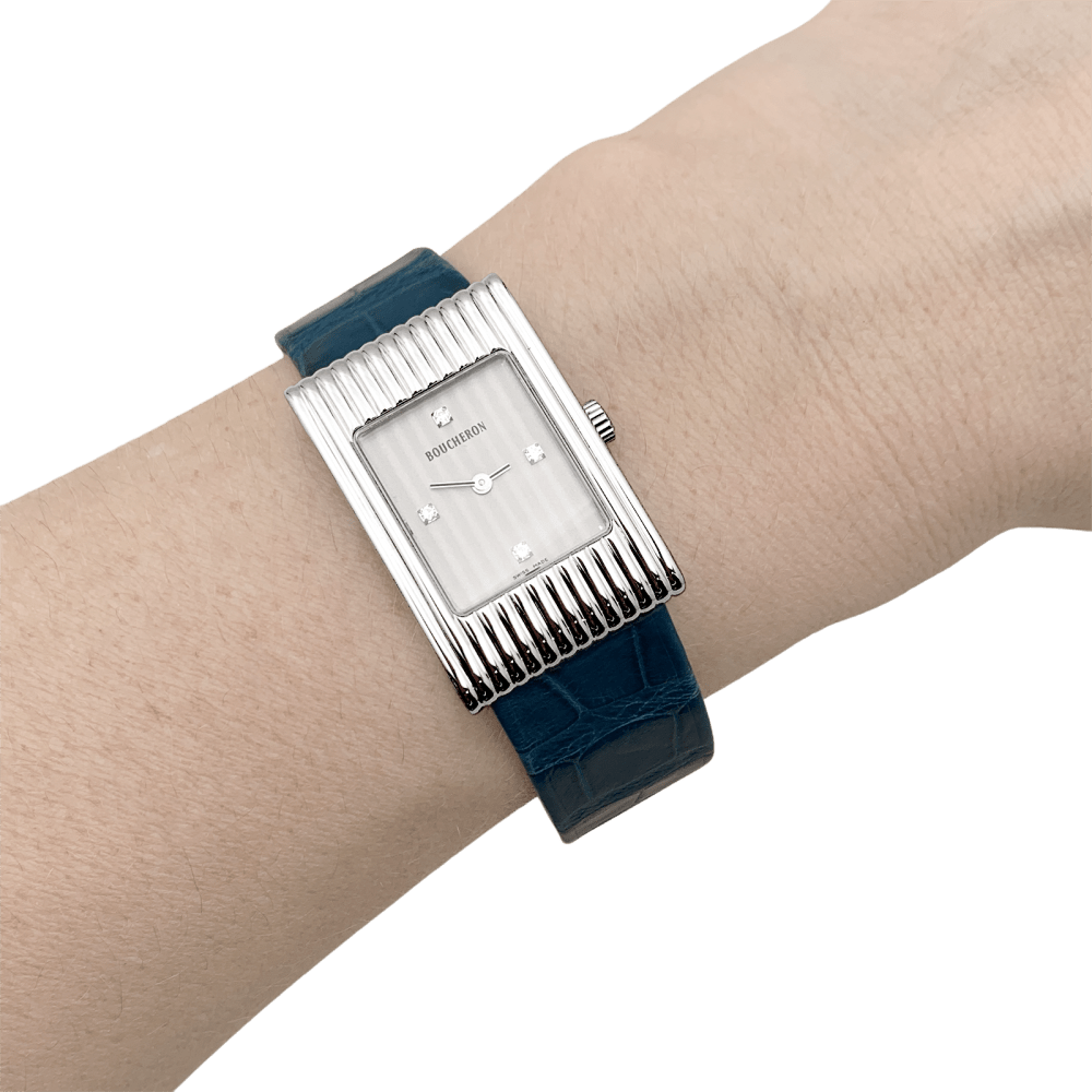 Montre Boucheron, "Reflet", acier sur cuir. 7
