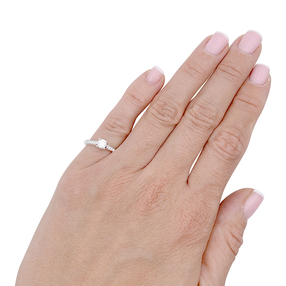 Bague solitaire Piaget, "Limelight", platine, diamants. 6