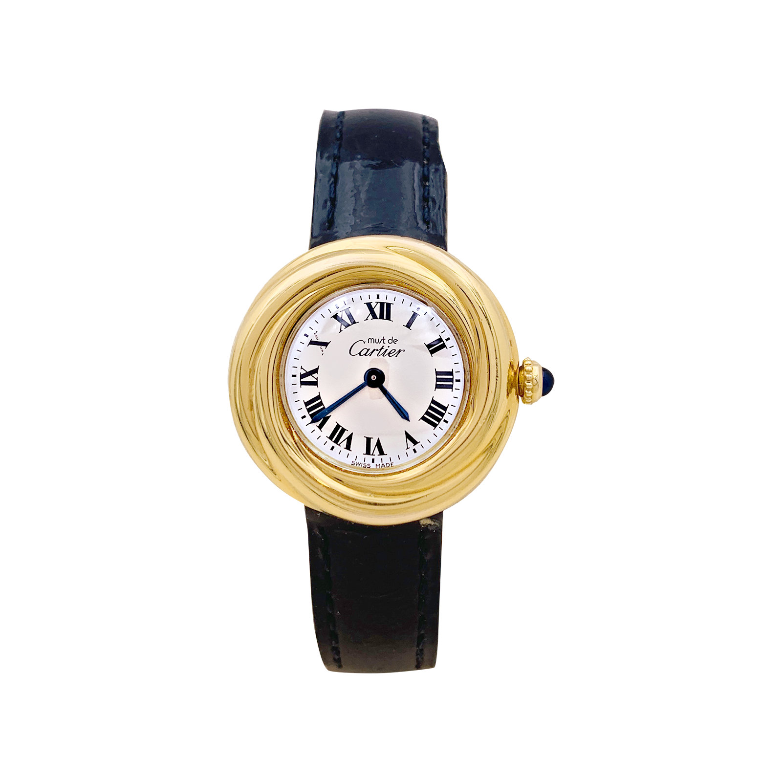 Montre Cartier, "Trinity Must", argent plaqué or, cuir. 1