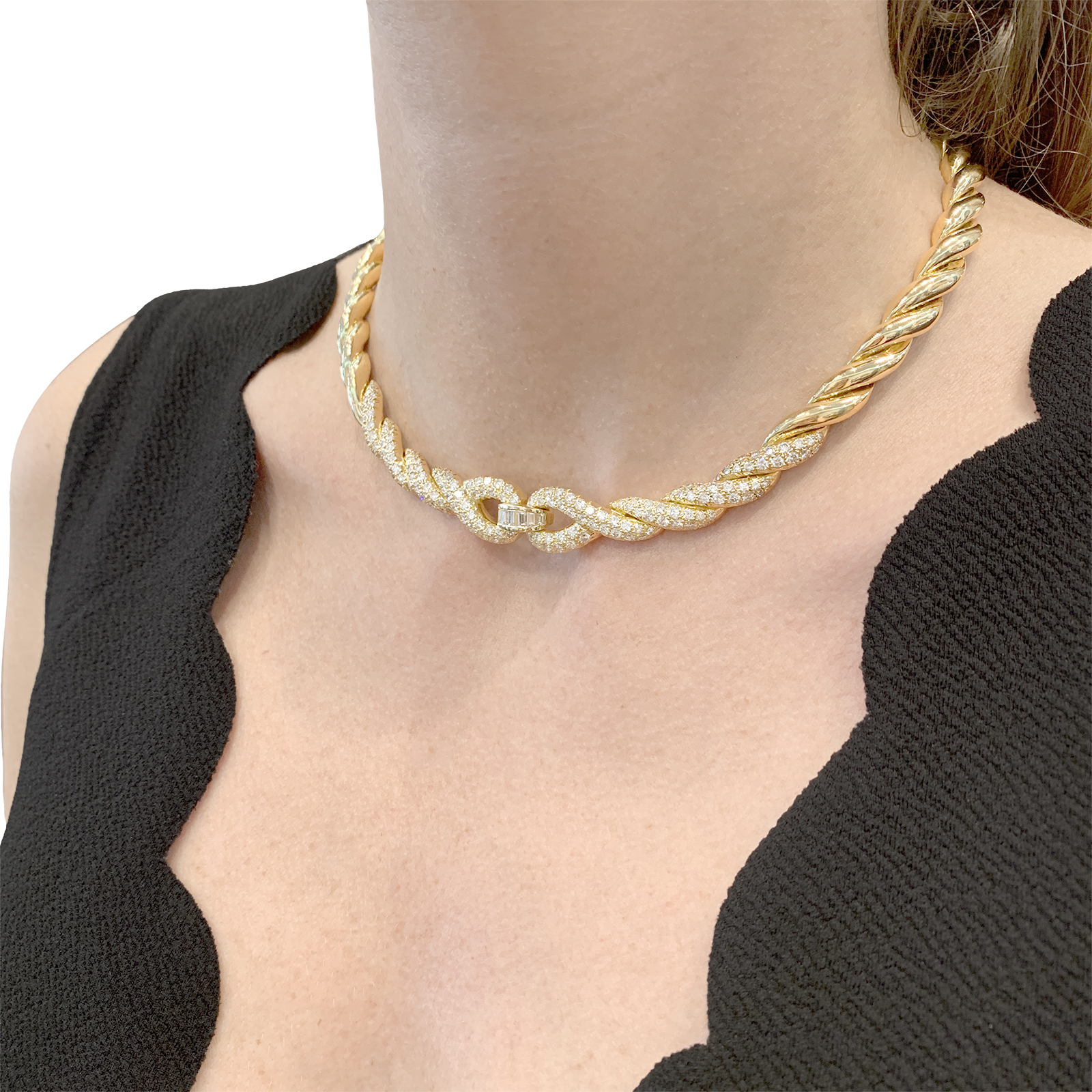 Collier vintage Fred, or jaune et diamants. 6