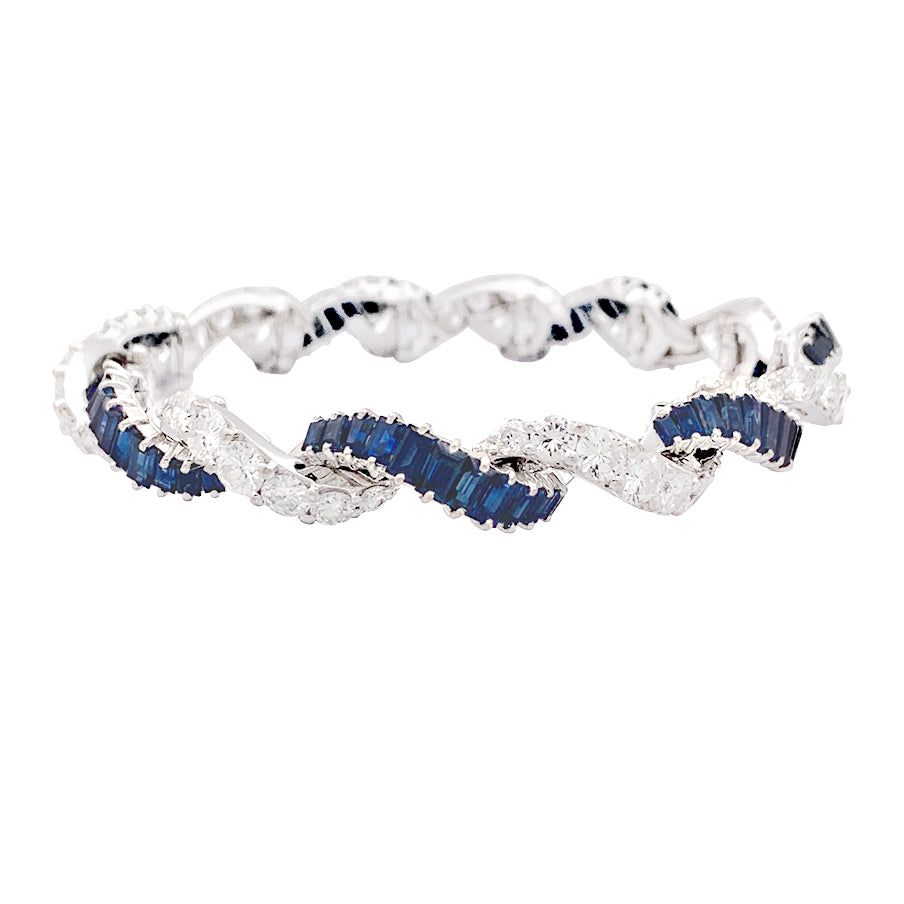 Bracelet or blanc, diamants, saphirs. 4