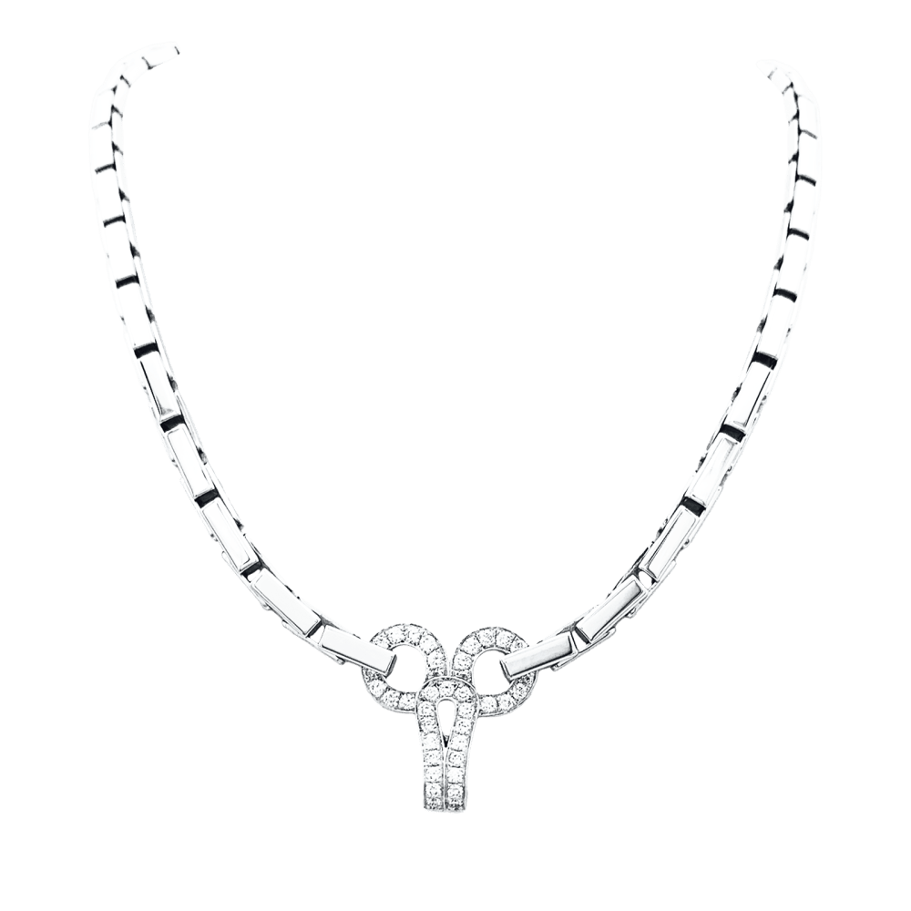 Collier Cartier "Agrafe" en or blanc et diamants. 1