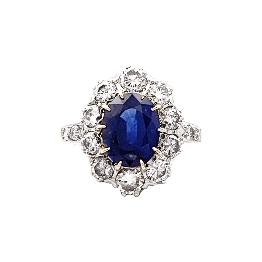 Bague en or jaune et blanc, saphir, diamants. 1