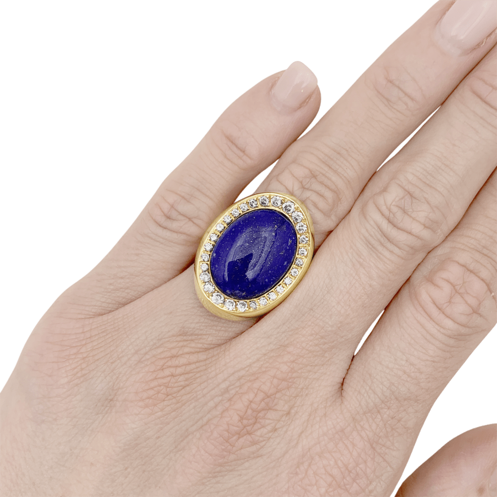Bague Aldebert, or jaune lapis-lazuli et diamants.35055A 6