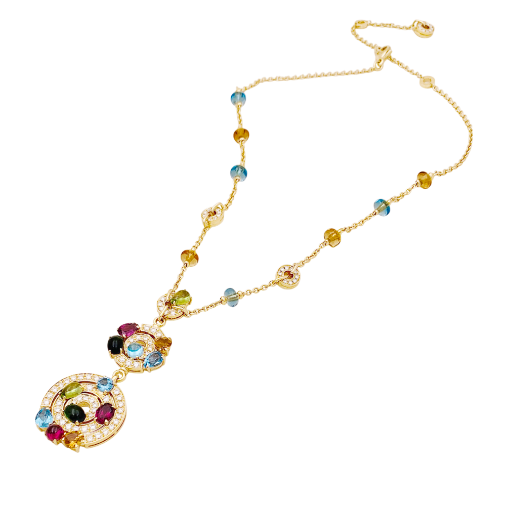 Collier BULGARI "Astrale", or jaune, diamants et pierres de couleur. 3
