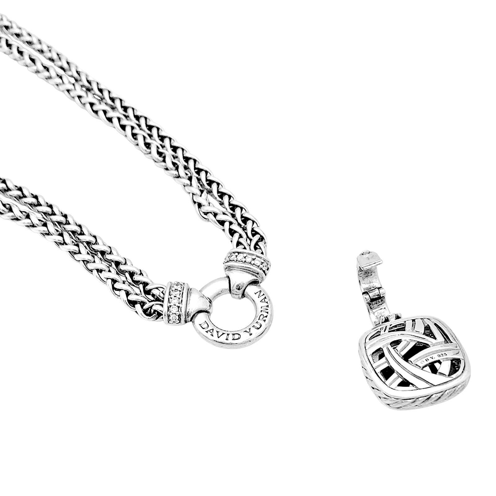 Collier David Yurman, "Grand Albion", argent, hématite, diamants. 6