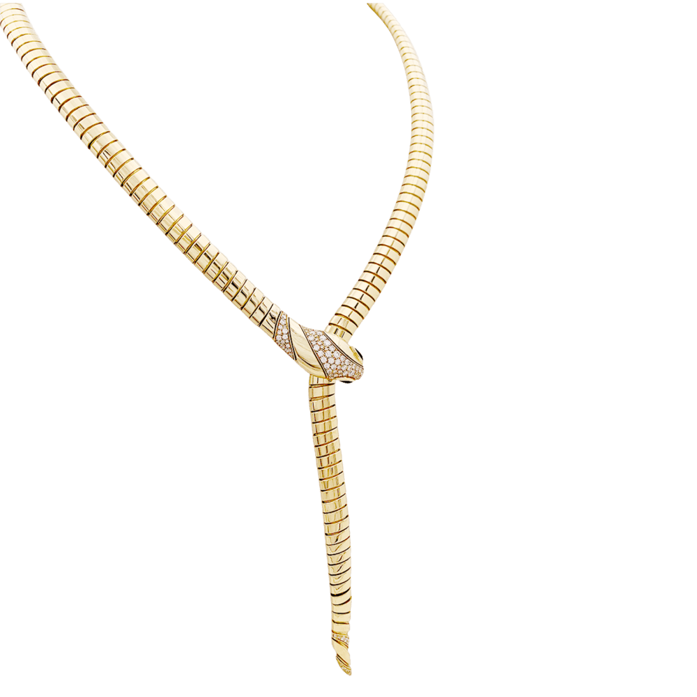 Collier Bulgari, « Serpenti Tubogas », or jaune, diamants, onyx. 2