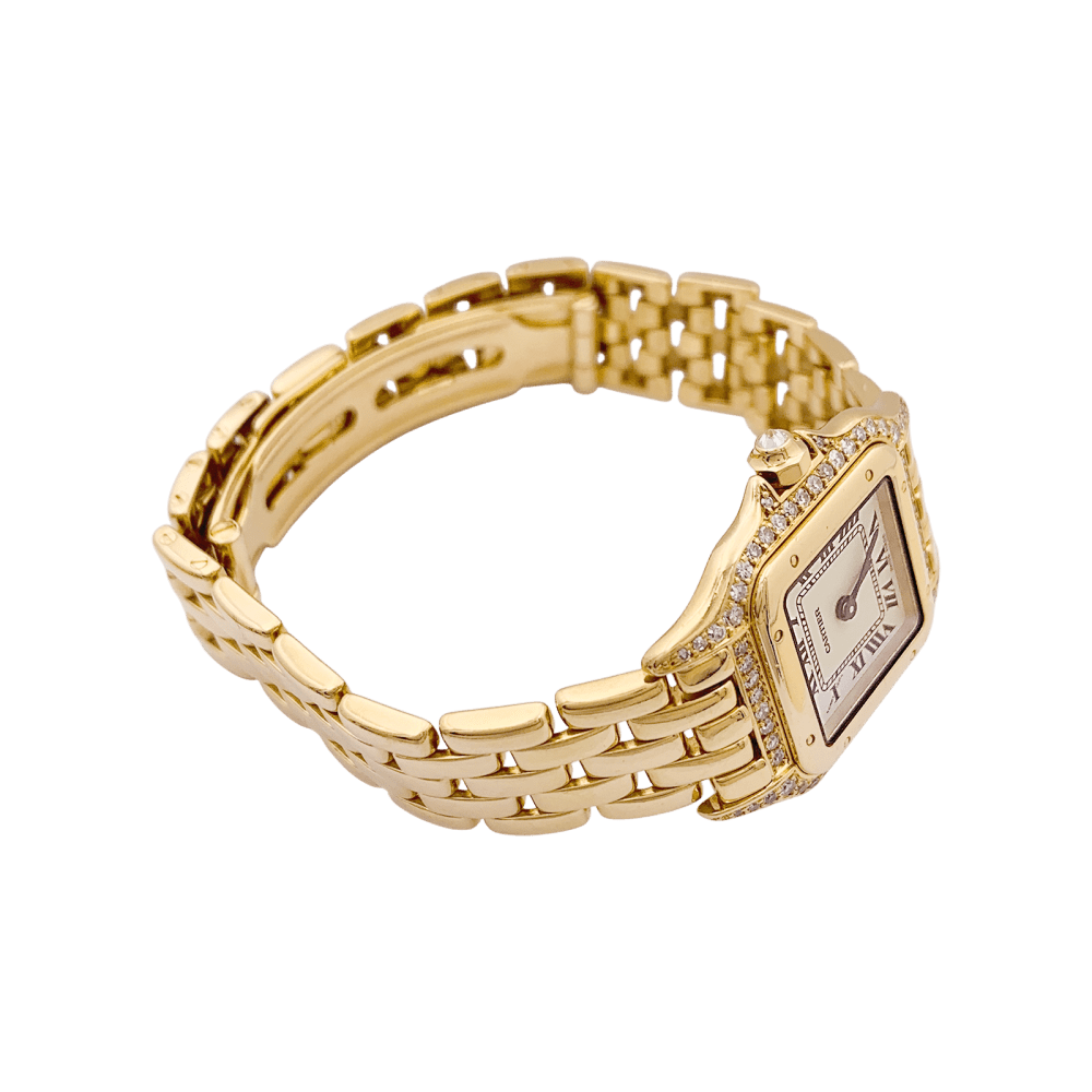Montre Femme CARTIER Panthère, or jaune, diamants. 5