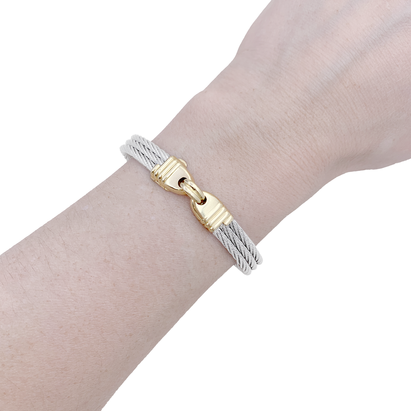 Bracelet vintage Fred, "Force 10", or et acier. 7