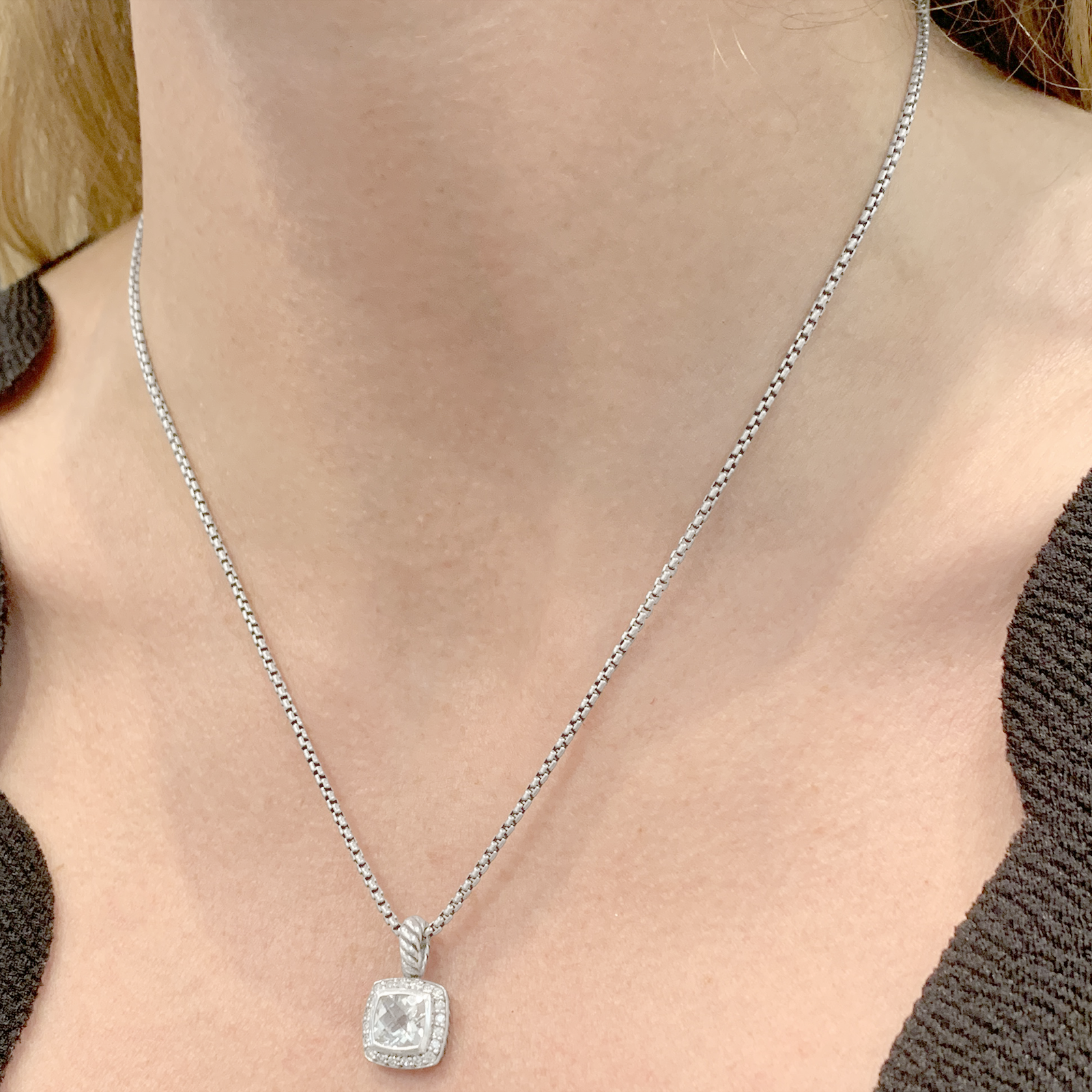 Collier David Yurman, "Petite Albion", argent, topaze blanche, diamants. 6