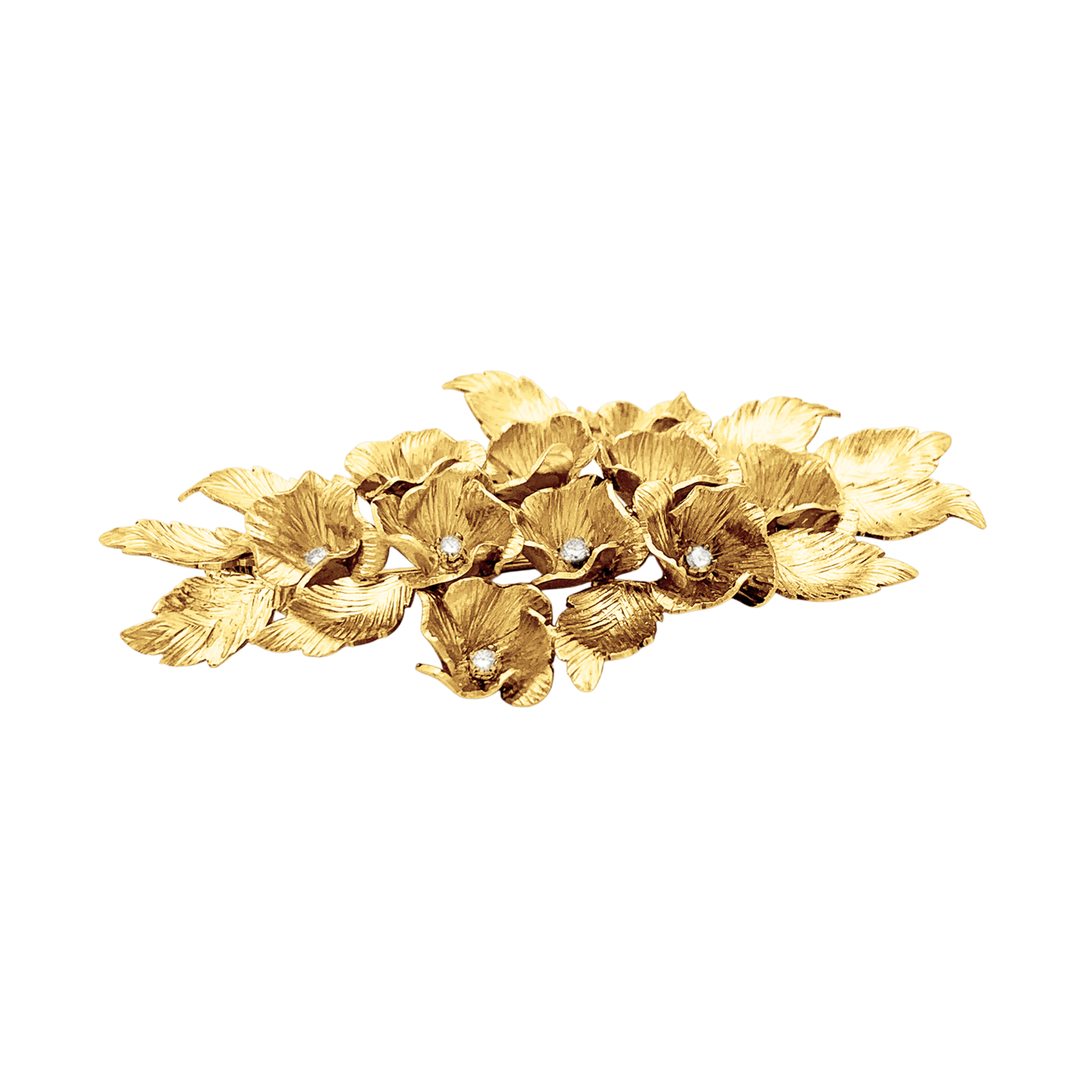 Broche "Fleurs", or jaune et diamants. 4