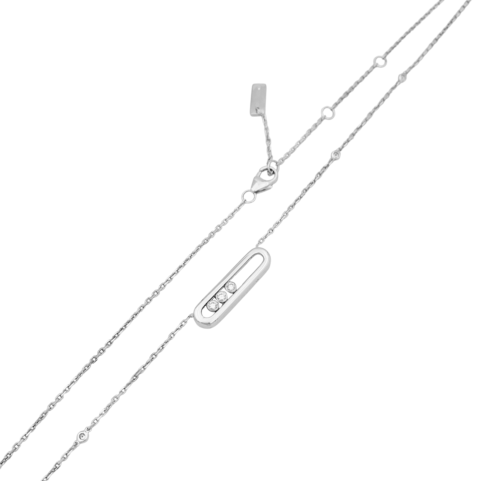 Collier-Sautoir Messika, "Baby Move", or blanc, diamants. 3
