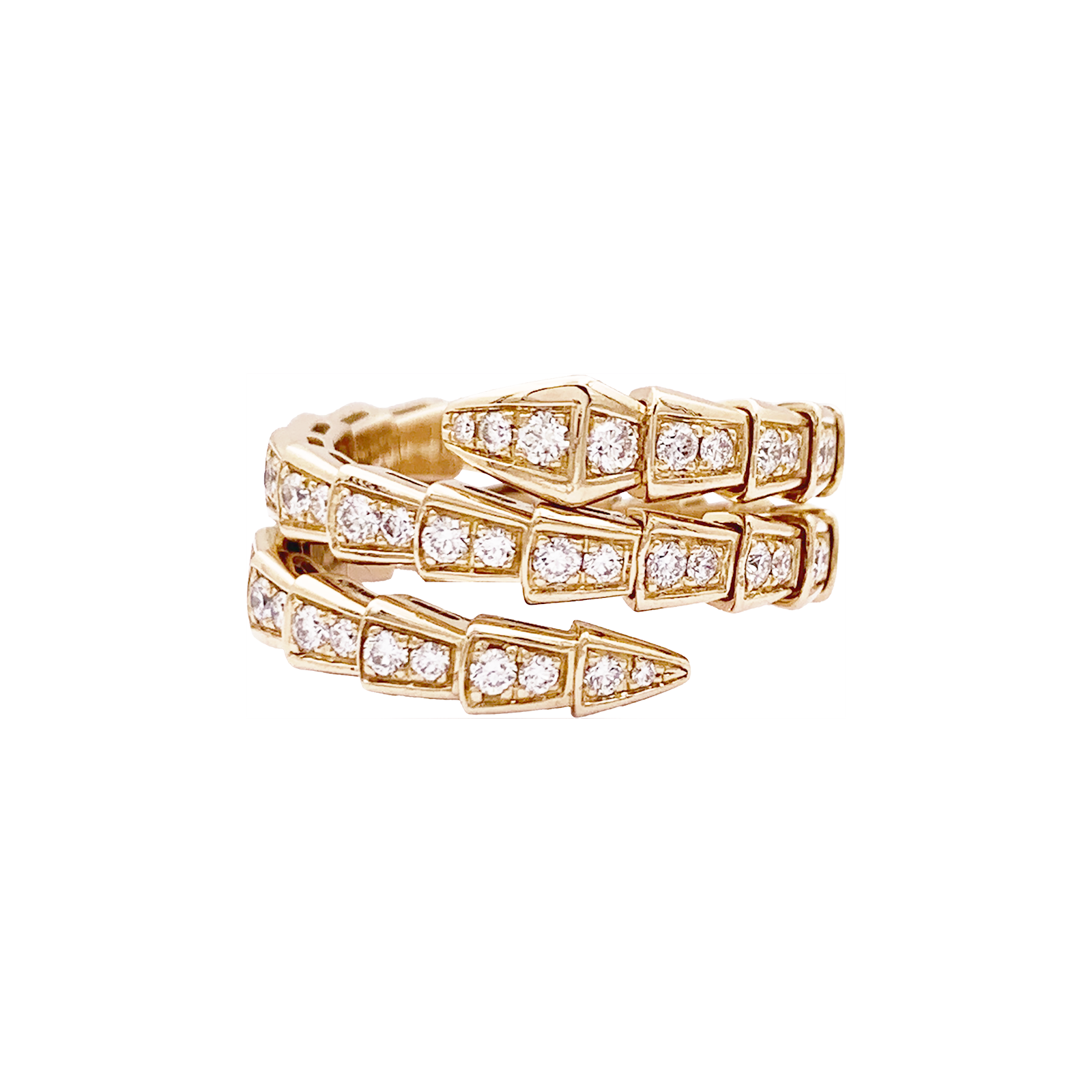 Bague Bulgari, "Serpenti Viper", or rose, diamants. 1