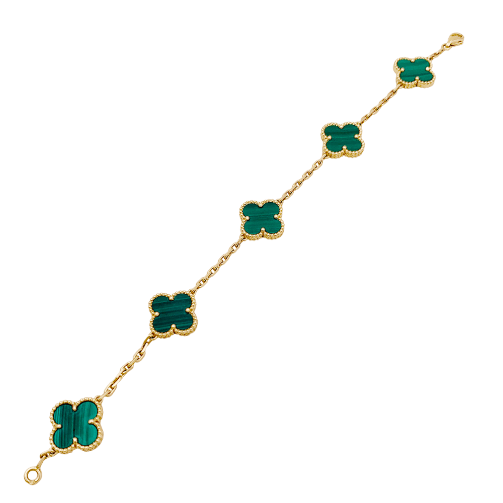 Bracelet Van Cleef & Arpels, "Vintage Alhambra", or jaune, malachite. 2