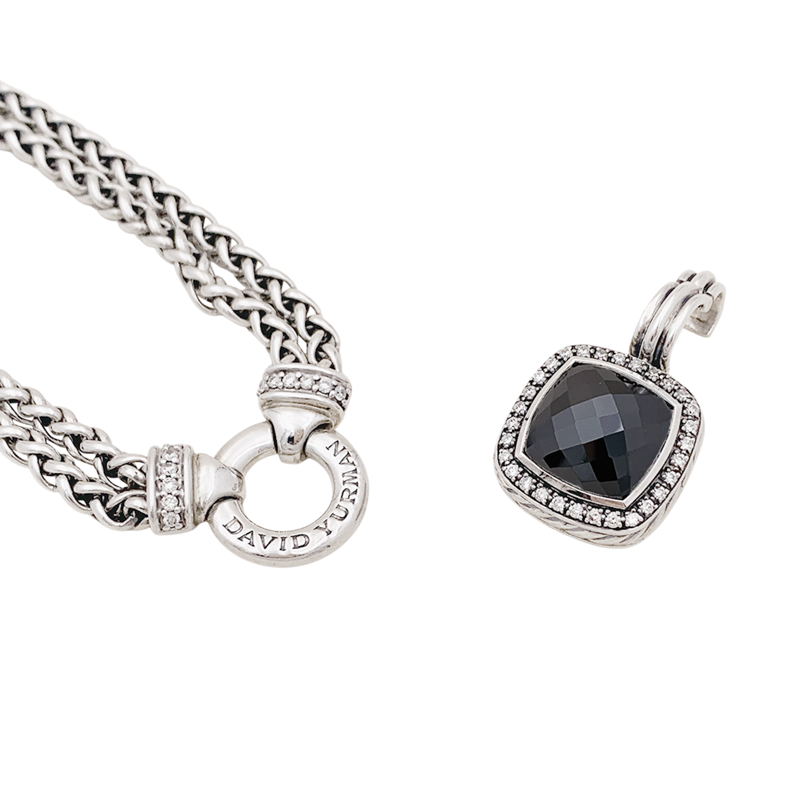 Collier David Yurman, "Grand Albion", argent, hématite, diamants. 5