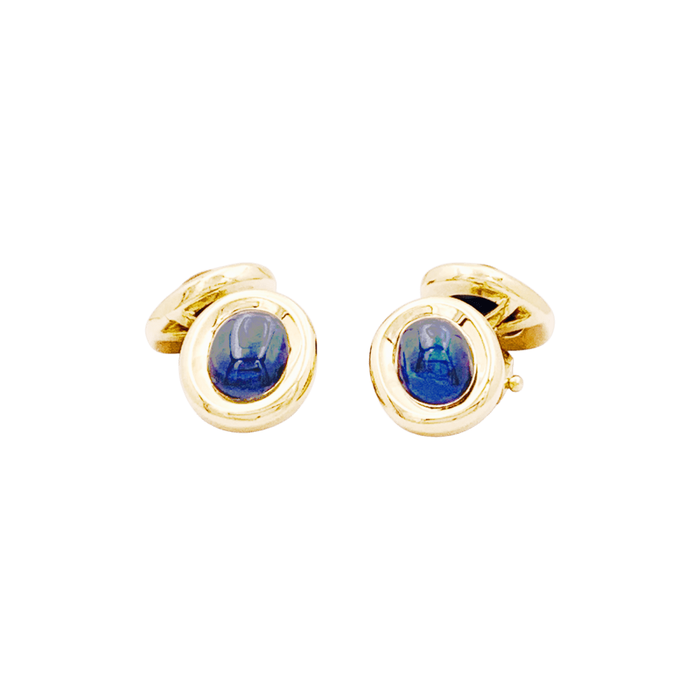 Boutons de manchette Cartier, or jaune, saphirs. 1