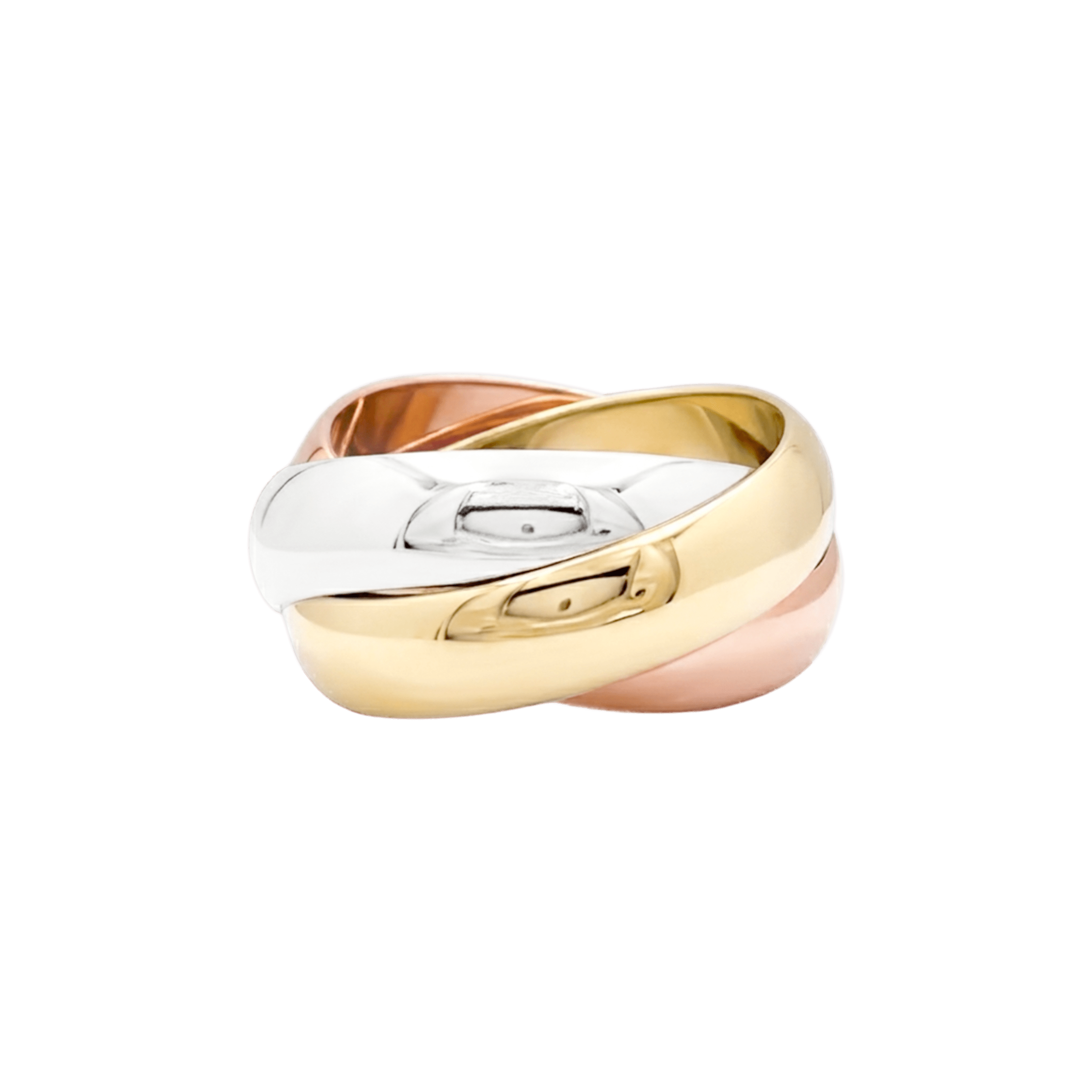 Bague Cartier, "Trinity", trois anneaux en trois tons d'ors. Grand modèle. 2