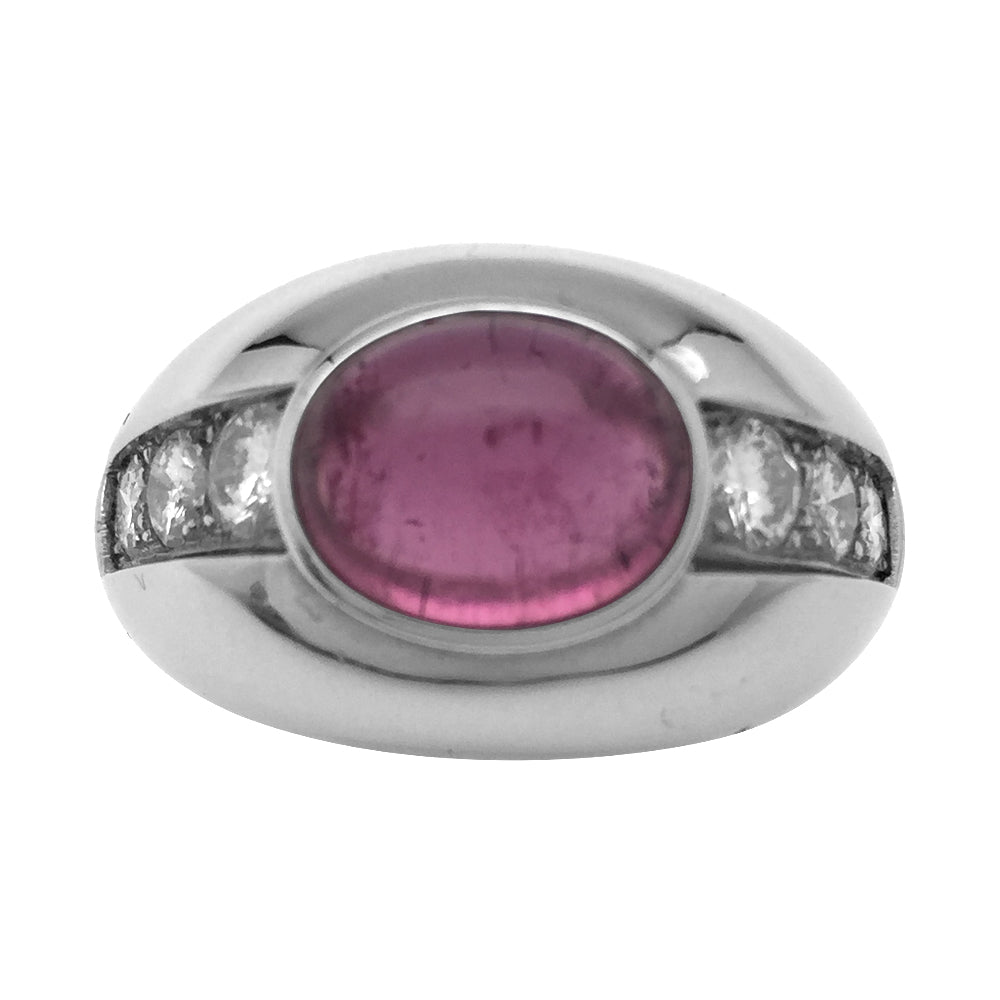 Bague en or blanc, tourmaline rose et diamants. 2