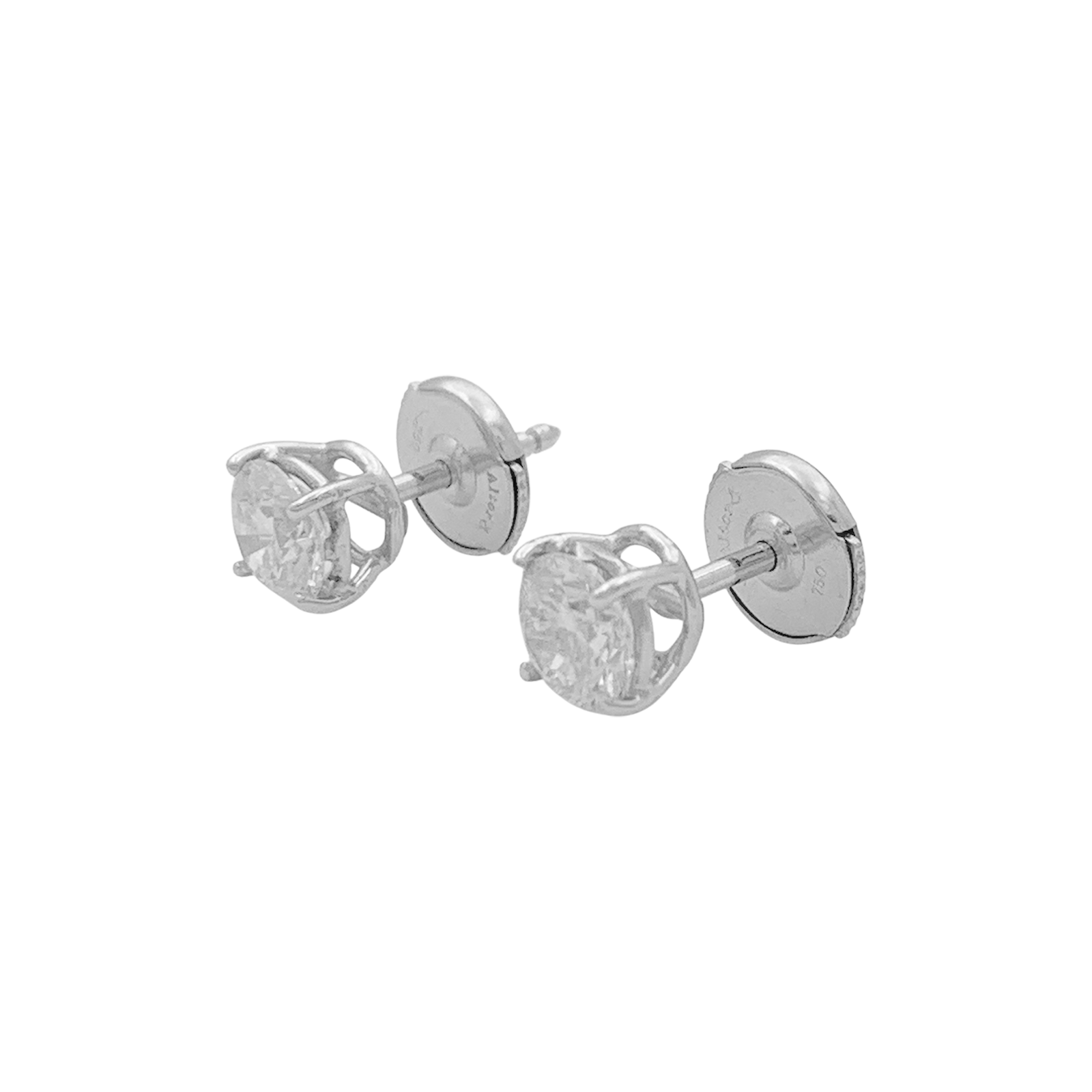 Puces d'oreilles or blanc 750/000, diamants. 3
