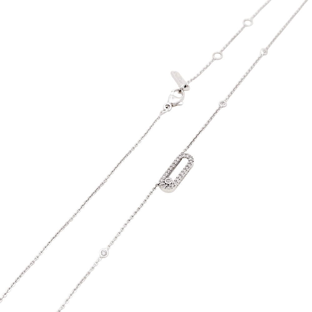 Collier Messika "Move Uno Pavé", or blanc, diamants. 3