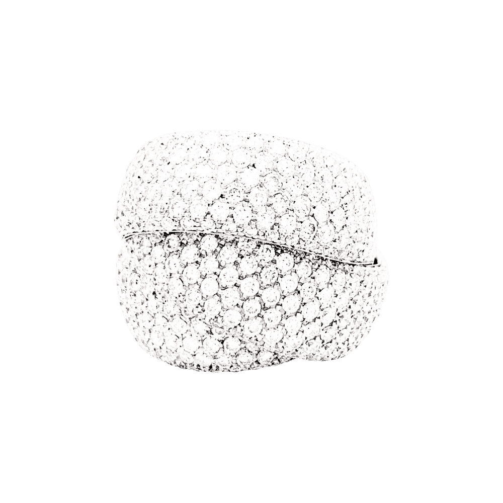 Bague pavage diamants, or blanc. 1