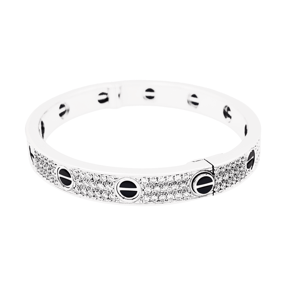 Bracelet Cartier, "Love", or blanc et diamants. 4