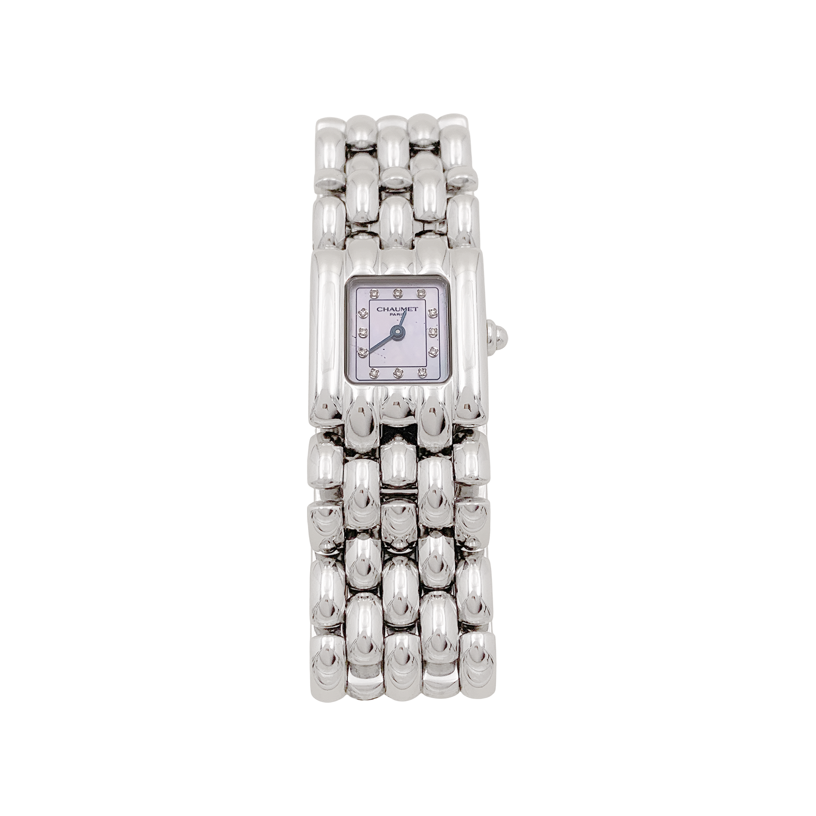 Montre Chaumet modèle "Khésis" en acier, nacre. 2