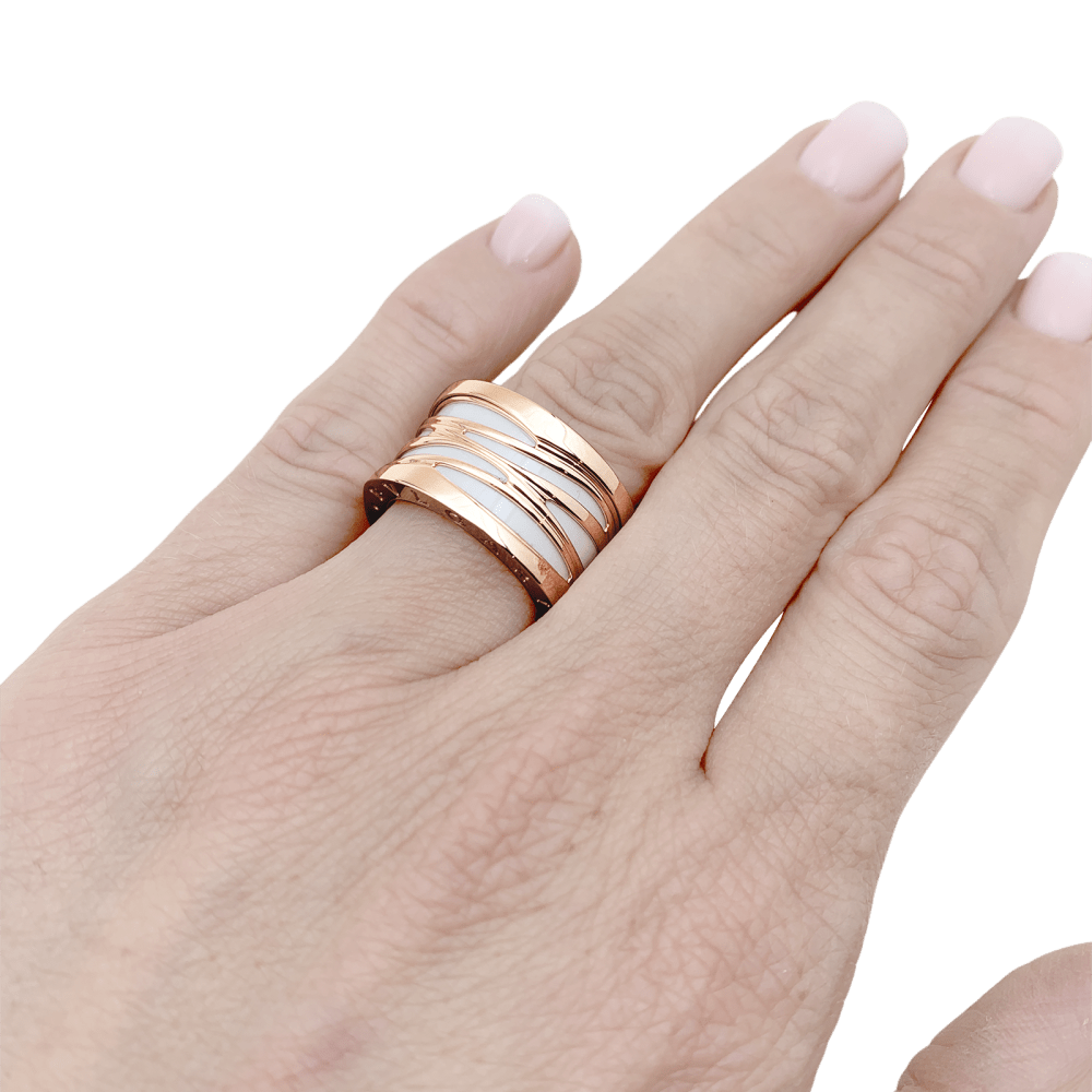 Bague Bulgari “B.Zero1 Zaha Hadid" en or rose et céramique blanche. 6